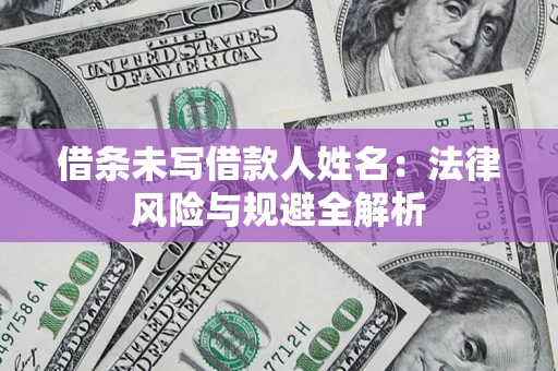 武汉借条未写借款人姓名：法律风险与规避全解析